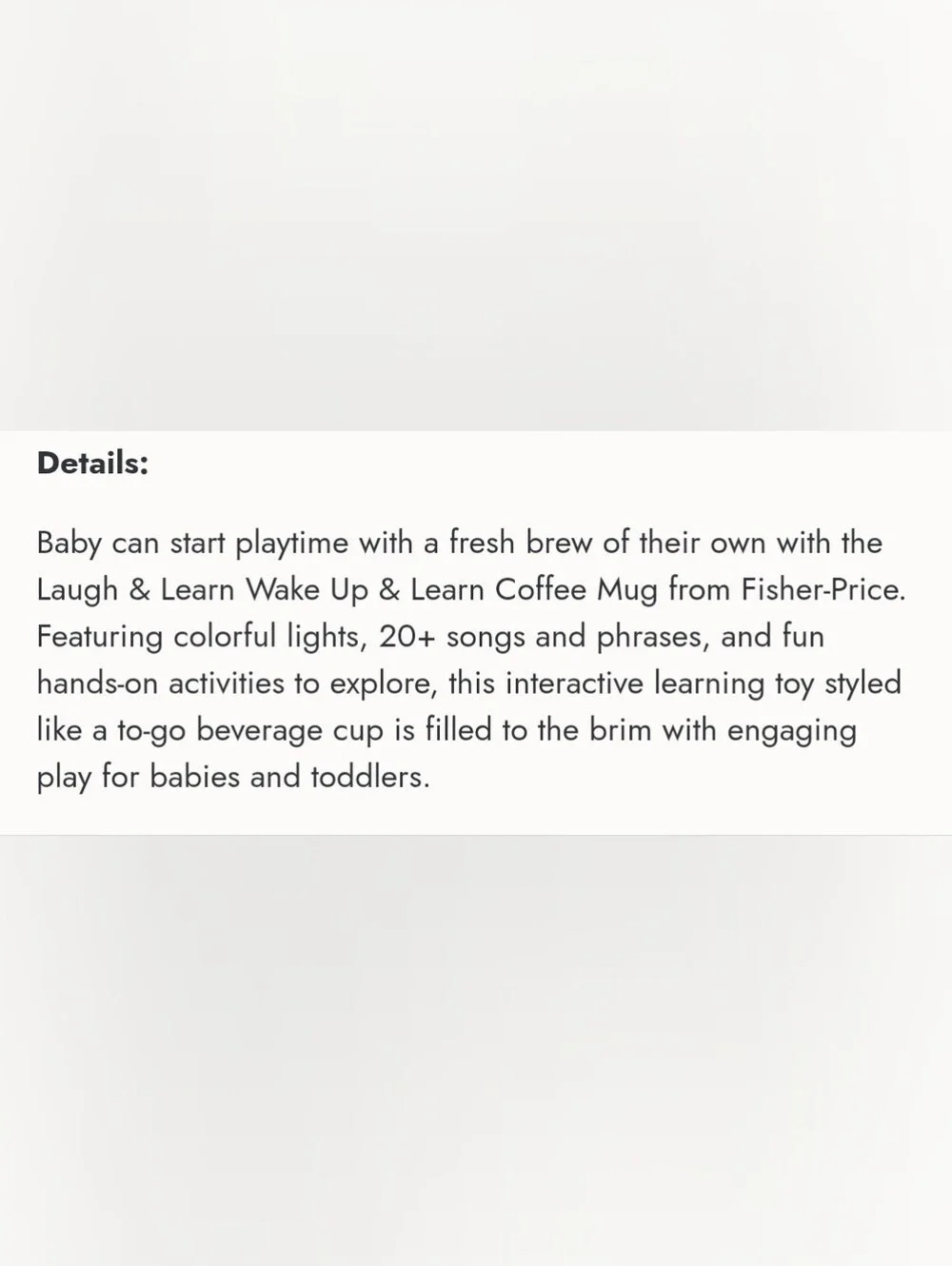 Fisher-Price interactive coffee